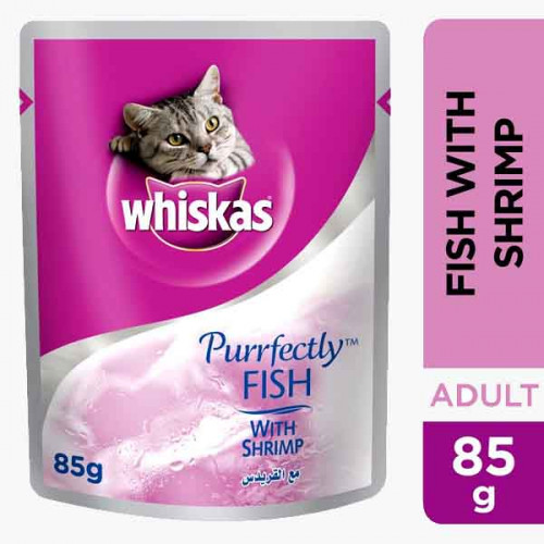 WHISKAS FISH SHRIMP POUCH 85GM 0