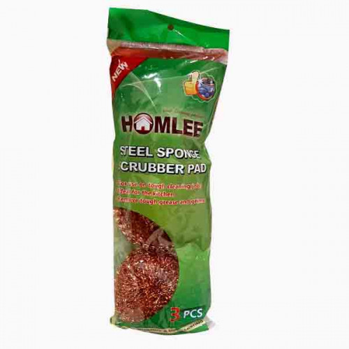 HOMLEAA STEEL SCRUBBER PAD 3PK KCP 1970 هوملي اسفنجة تنظيف نحاسية 3 حبات 