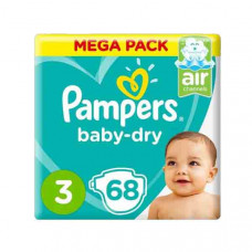 PAMPERS SAF S3 68 JP MIDI 3'S بامبرز حفاضات الاطفال متوسط حجم3 /68 حبة 