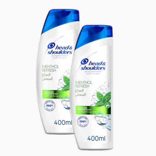 HEAD & SHOULDER SHAMPOO MENTHOL 2X400ML@20%OFF شامبو 2*400مل