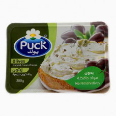 PUCK CREAM CHEESE TUBS OLIVES 200GM بوك جبنة كريمة بزيتون 200 جرام