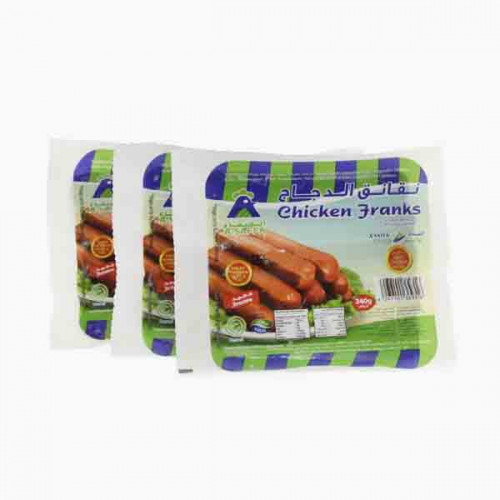 ASAFFA CHICKEN FRANKS 3X340 GM OFFER نقانق دجاج الصفاء 3×340جرام