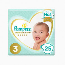 PAMPERS PC S3 25 MIP بامبرز حفاضات عناية مميزة حجم 3 / 25 حبة 